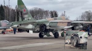Image for Russian Pilot Lands Su-25 Jet Safely after Being Hit by Ukrainian Missile